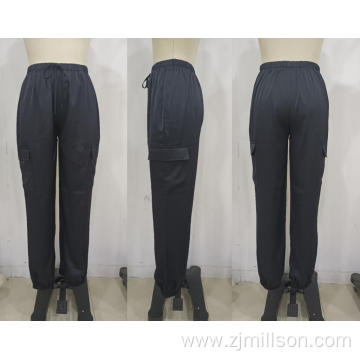 Women's Casual Elastic Waist Large Pockets Cargo Pants